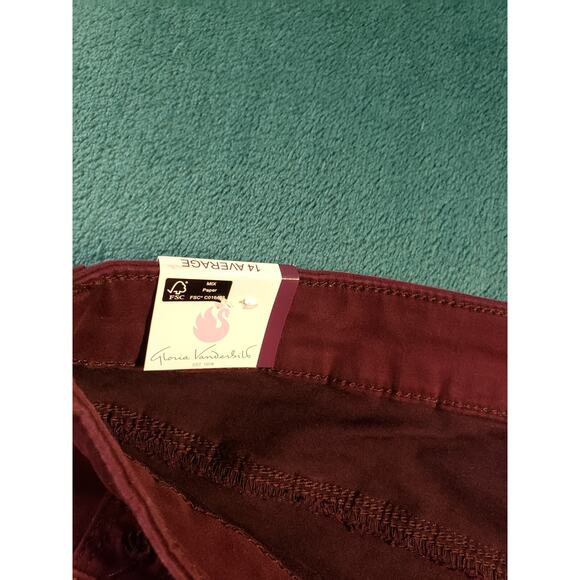Gloria Vanderbilt Jeans Size 14 Womens Red Denim Pants Low Rise Slim Sadie NWT - Picture 4 of 14